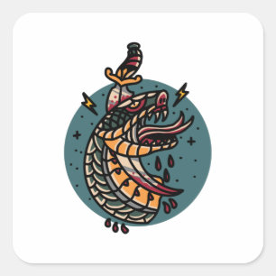 Snake and Dagger Square Sticker