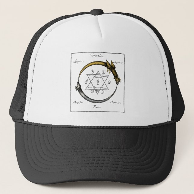 Snake and Dragon Ouroboros Trucker Hat (Front)