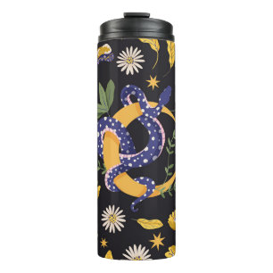 Snake and floral fairy print thermal tumbler