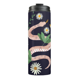 Snake and floral fairy print thermal tumbler