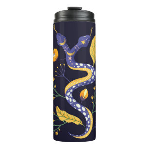 Snake and floral fairy print thermal tumbler