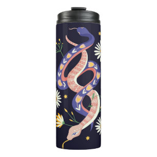 Snake and floral fairy print thermal tumbler