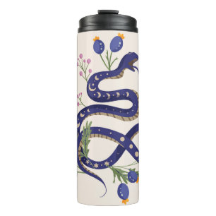 Snake and floral fairy print thermal tumbler