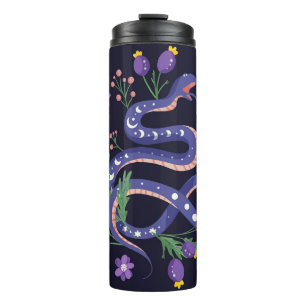 Snake and floral fairy print thermal tumbler