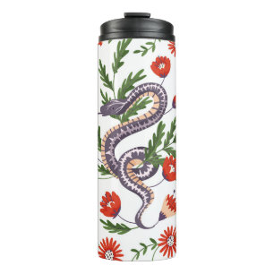 Snake and floral fairy print thermal tumbler