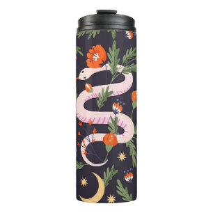 Snake and floral fairy print thermal tumbler