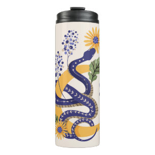Snake and floral fairy print thermal tumbler