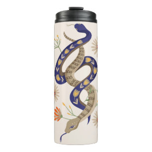 Snake and floral fairy print thermal tumbler