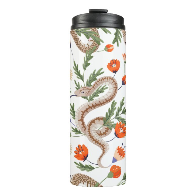 Snake and floral fairy print thermal tumbler (Front)