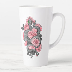 Snake and peach roses latte mug