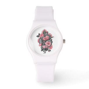 Snake and peach roses watch