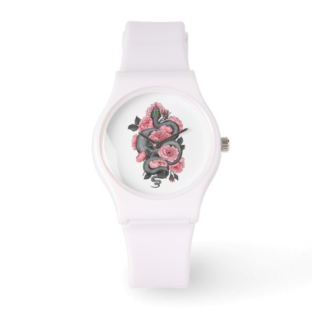 Snake and peach roses watch (Front)
