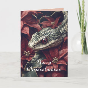 Snake and Poinsettia Christmas Card