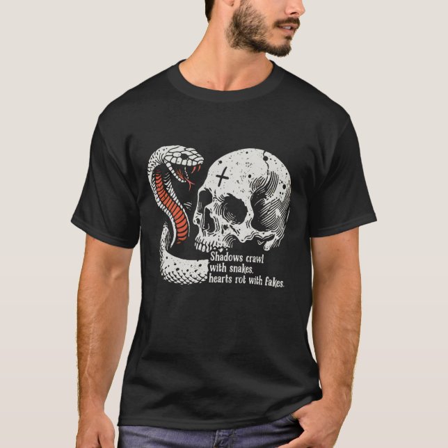 Snake And Skull  T-Shirt (Front)