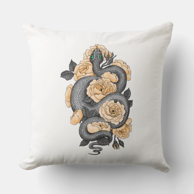 Snake and yellow roses cushion (Front)