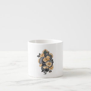 Snake and yellow roses espresso cup