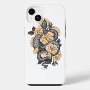 Snake and yellow roses iPhone 14 plus case