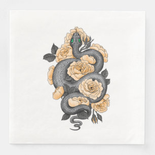 Snake and yellow roses napkin
