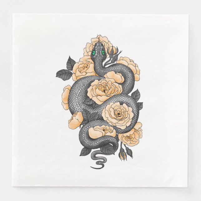 Snake and yellow roses napkin (Front)