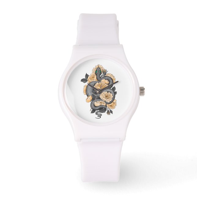 Snake and yellow roses watch (Front)
