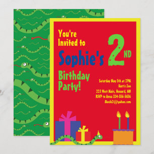Snake Animal Kid's Birthday Party Invitations
