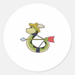 Snake as Archer with Bow & Arrow Classic Round Sticker