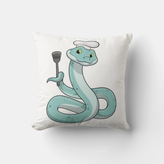 Snake as Cook with Chef hat Cushion (Front)