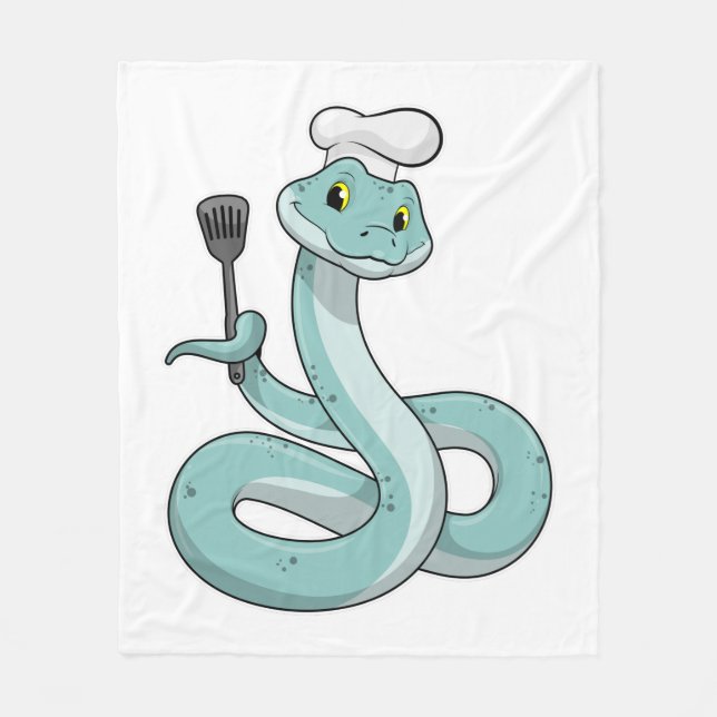 Snake as Cook with Chef hat Fleece Blanket (Front)