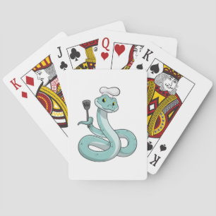 Snake as Cook with Chef hat Playing Cards