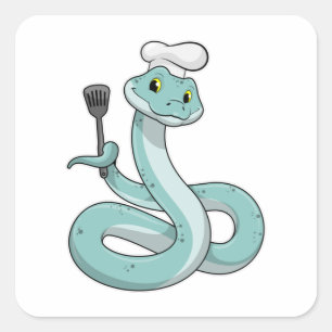 Snake as Cook with Chef hat Square Sticker