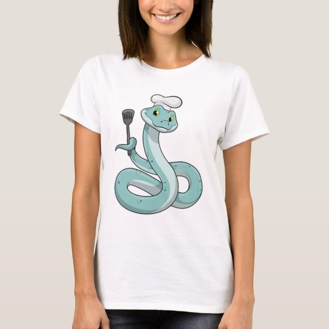 Snake as Cook with Chef hat T-Shirt (Front)