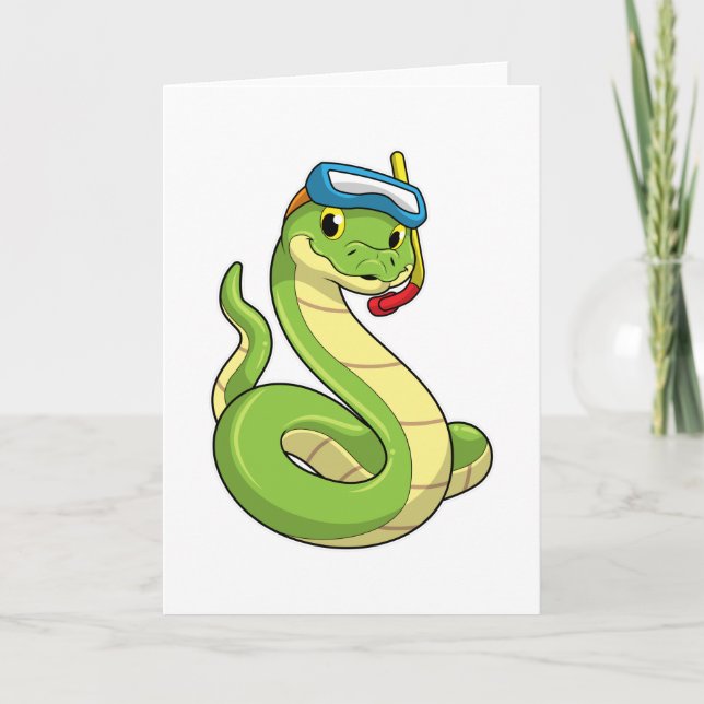 Snake as Diver wirth Snorkel Card (Front)