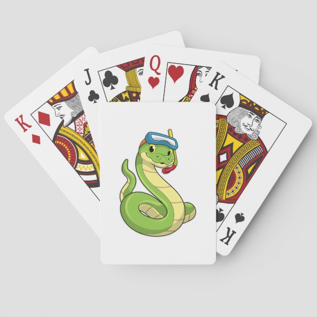 Snake as Diver wirth Snorkel Playing Cards (Back)