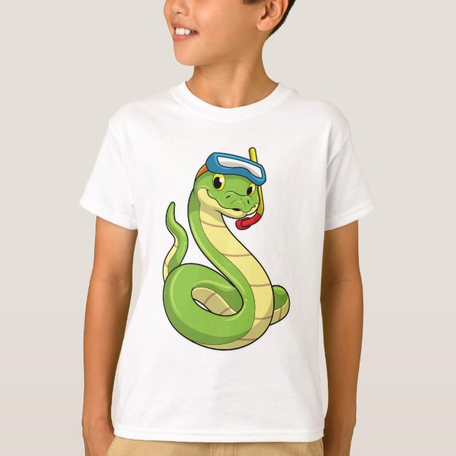 Snake as Diver wirth Snorkel T-Shirt (Front)