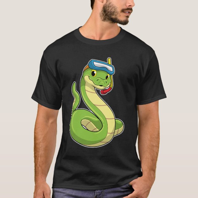 Snake as Diver wirth Snorkel T-Shirt (Front)