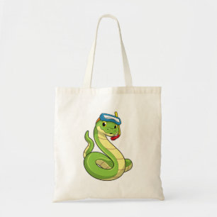 Snake as Diver wirth Snorkel Tote Bag