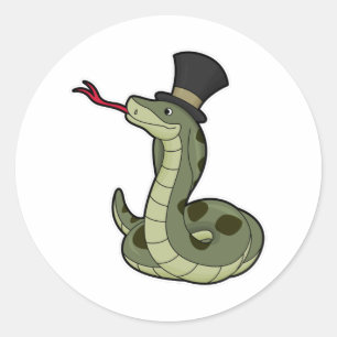 Snake as Gentleman & Hat Classic Round Sticker
