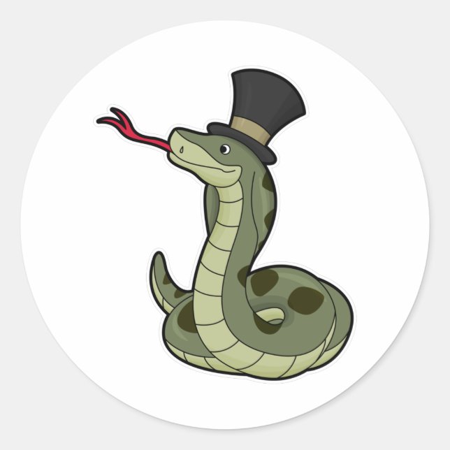 Snake as Gentleman & Hat Classic Round Sticker (Front)