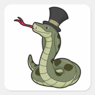Snake as Gentleman & Hat Square Sticker