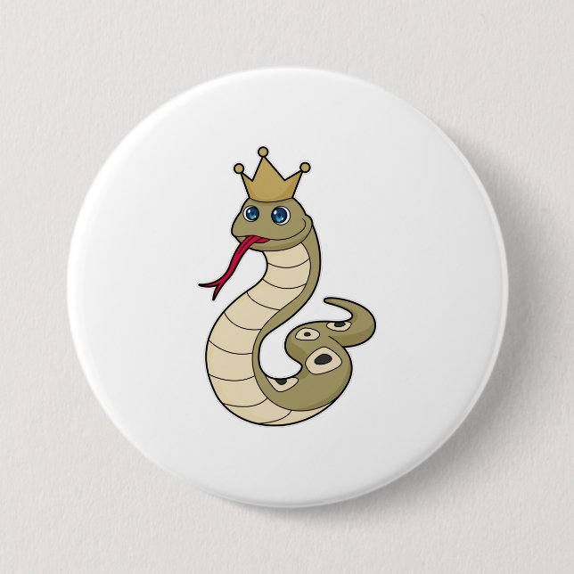 Snake as King with Crown 7.5 Cm Round Badge (Front)