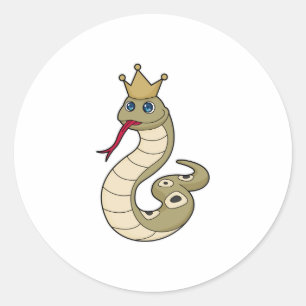 Snake as King with Crown Classic Round Sticker