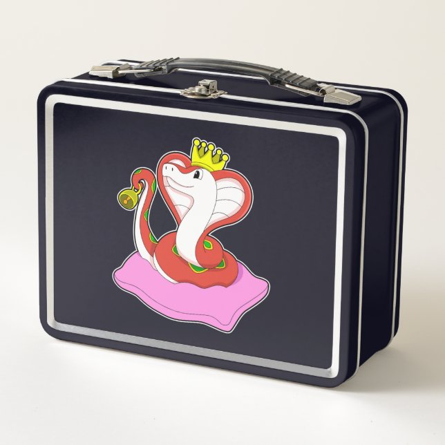 Snake as King with Crown Metal Lunch Box (Front)