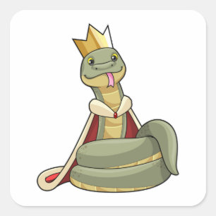 Snake as King with Crown Square Sticker