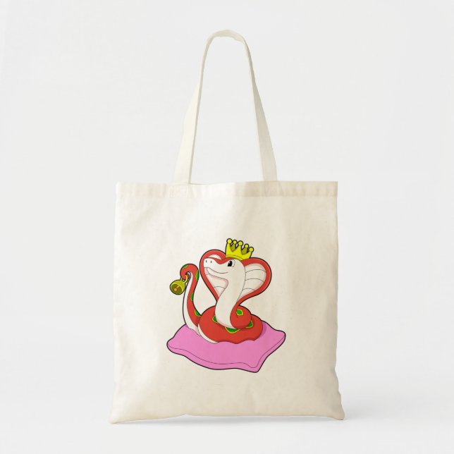 Snake as King with Crown Tote Bag (Front)