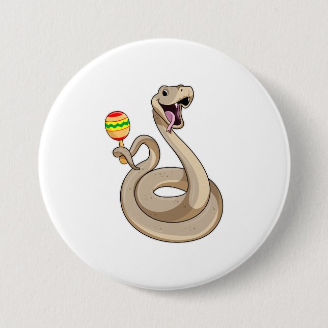 Snake as Musician with Maracas 7.5 Cm Round Badge (Front)