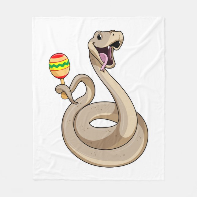 Snake as Musician with Maracas Fleece Blanket (Front)