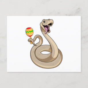 Snake as Musician with Maracas Postcard