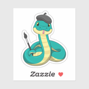 Snake as Painter with Paint brush