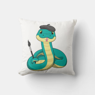 Snake as Painter with Paint brush Cushion