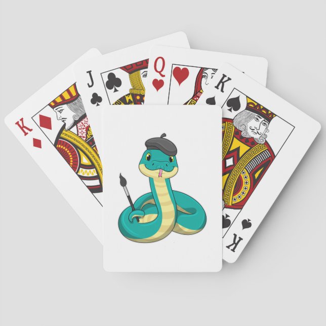 Snake as Painter with Paint brush Playing Cards (Back)